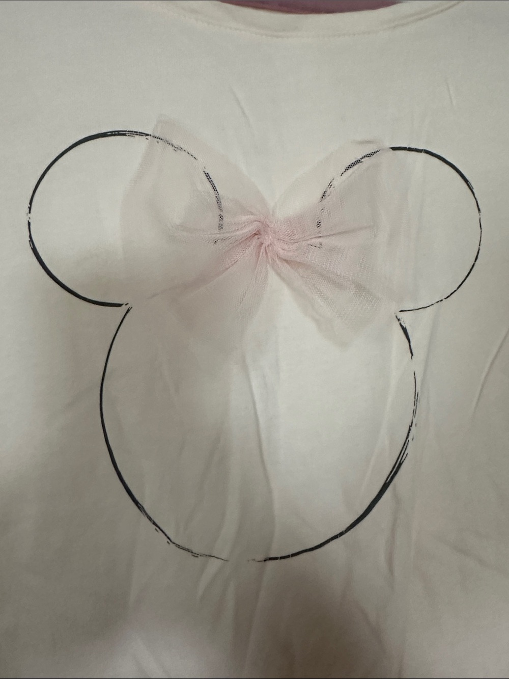 LC Lauren Conrad Cream Short Sleeve Tee with Pink Bow Minnie Mouse - Picture 3 of 6